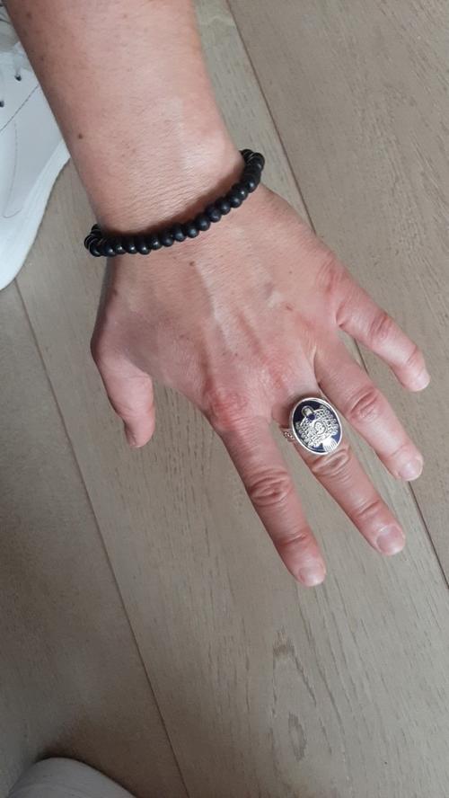 Punk Blue Enamel Ring for Men Women photo review