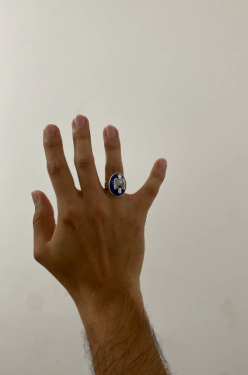 Punk Blue Enamel Ring for Men Women photo review
