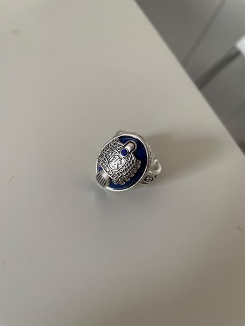 Punk Blue Enamel Ring for Men Women photo review