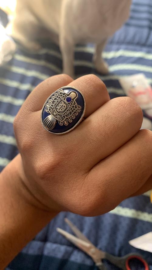 Punk Blue Enamel Ring for Men Women photo review