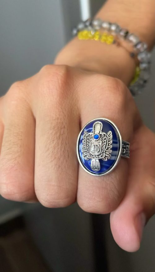 Punk Blue Enamel Ring for Men Women photo review