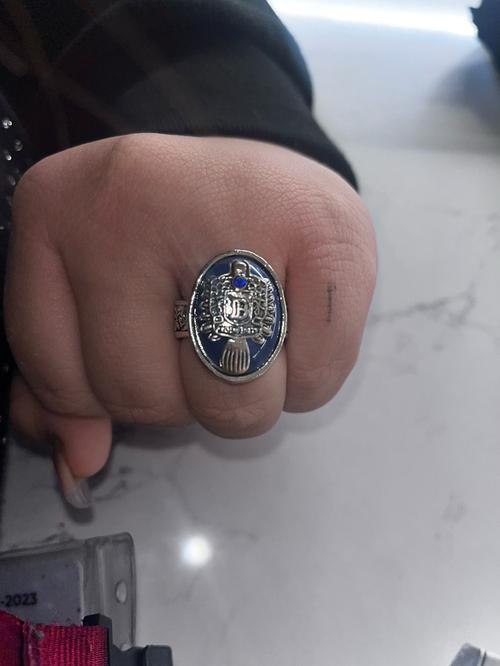 Punk Blue Enamel Ring for Men Women photo review
