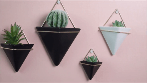Wall Hanging Triangle Ceramic Vase for Home Decoration