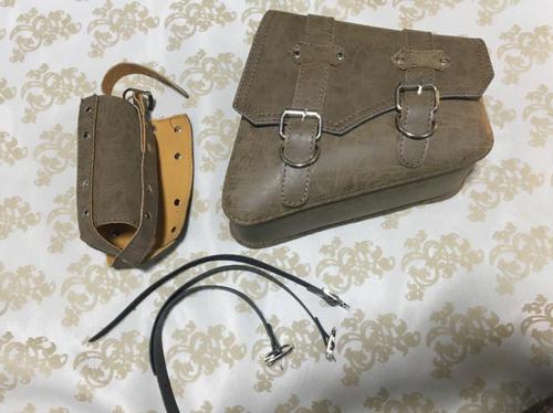 Vintage PU Leather Motorcycle Side Tool Bag with Bottle Holder photo review