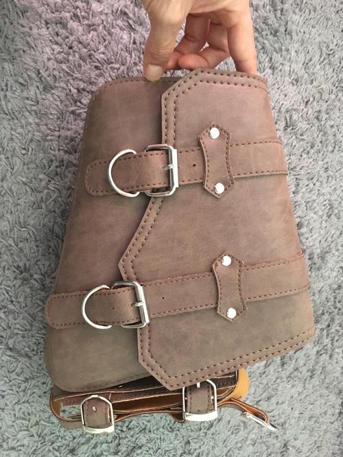 Vintage PU Leather Motorcycle Side Tool Bag with Bottle Holder photo review