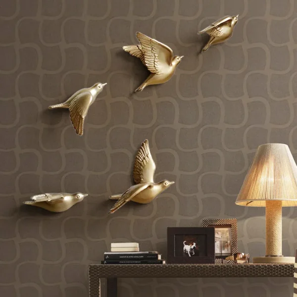 Resin Birds Wall Decor for Living Room - Creative 3D Animal Mural Sticker