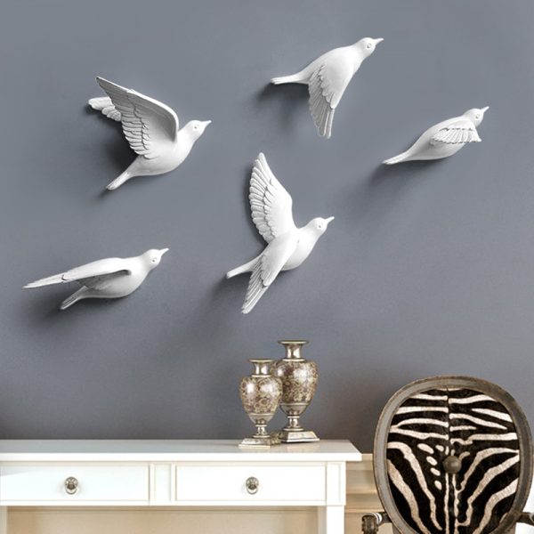 Resin Birds Wall Decor for Living Room - Creative 3D Animal Mural Sticker