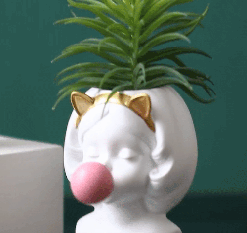 Nordic Cute Human Head Resin Flower Vase for Home Decoration