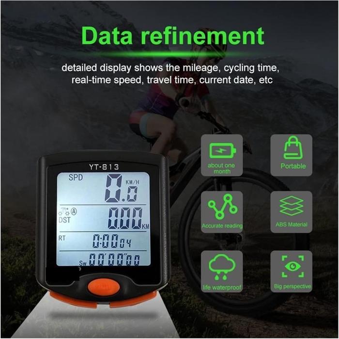 Wireless Bike Computer with Large Screen and Stopwatch Function