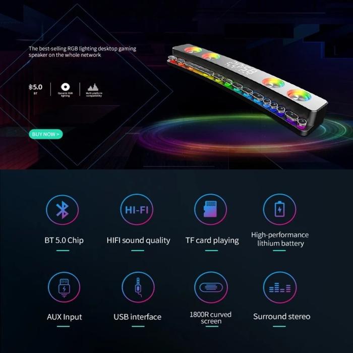 Wireless Gaming Soundbar Audio Bluetooth Speaker Multimedia