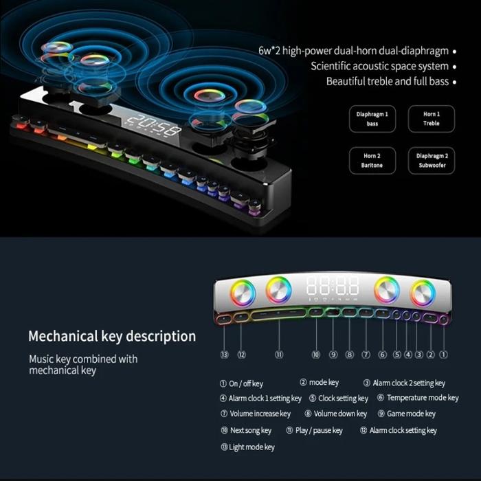 Wireless Gaming Soundbar Audio Bluetooth Speaker Multimedia