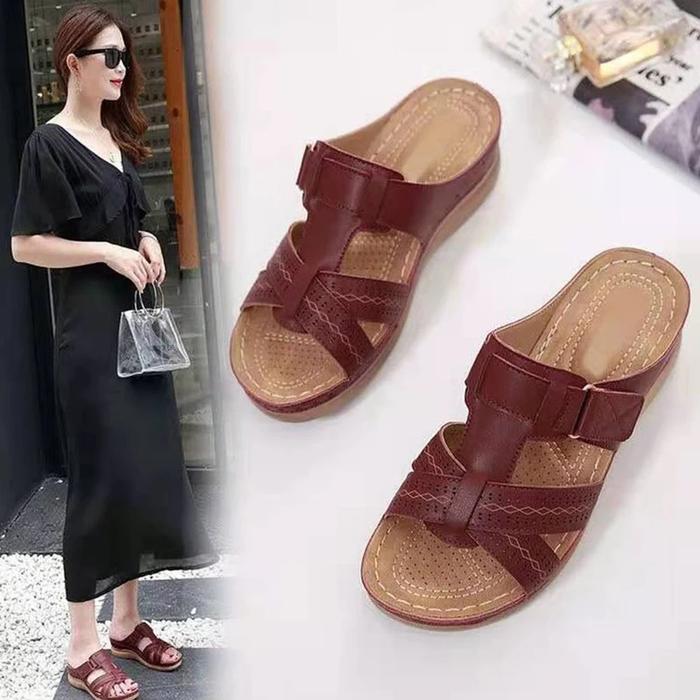 Women’s Retro Open Toe Wedge Sandals with Thick Sole
