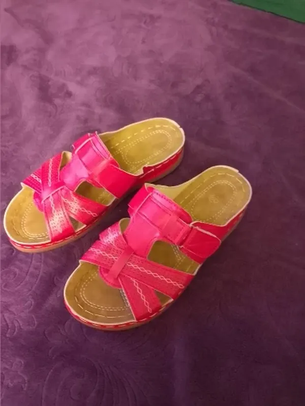 Women’s Retro Open Toe Wedge Sandals with Thick Sole photo review