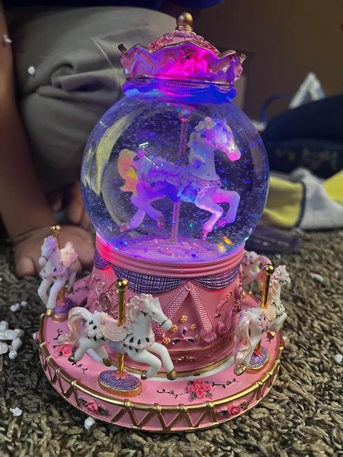 Wrapped Music Box Carousel Horses Color Lights, Unicorn Musical Snow Globe, Crystal Music Box Carousel photo review